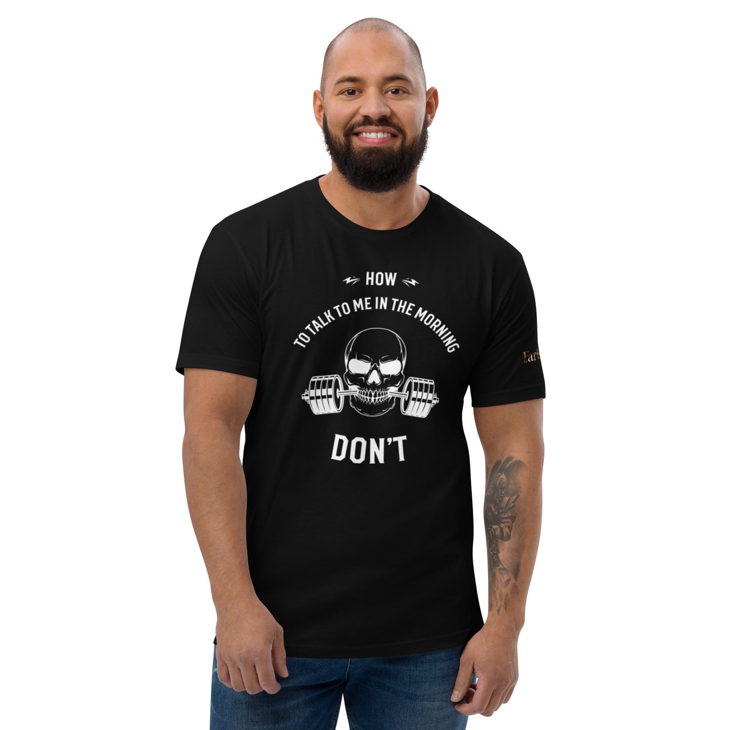 How to talk to me in the morning "Don't" Black Fitted Tee