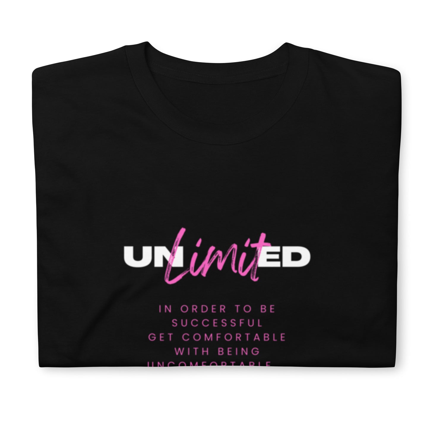 "Unlimited" Short-Sleeve black Tee-Shirt (pink design)