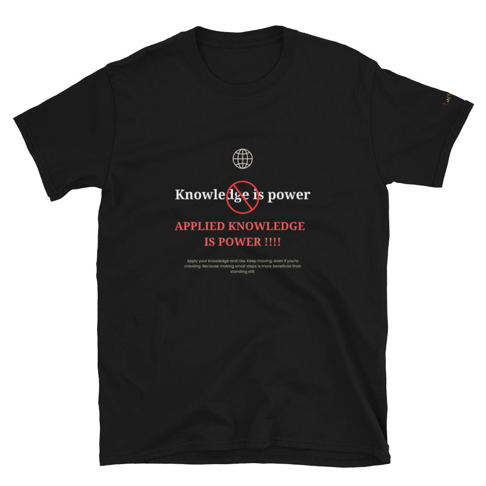 "Knowledge is power" black Short-Sleeve Tee-Shirt (red design)