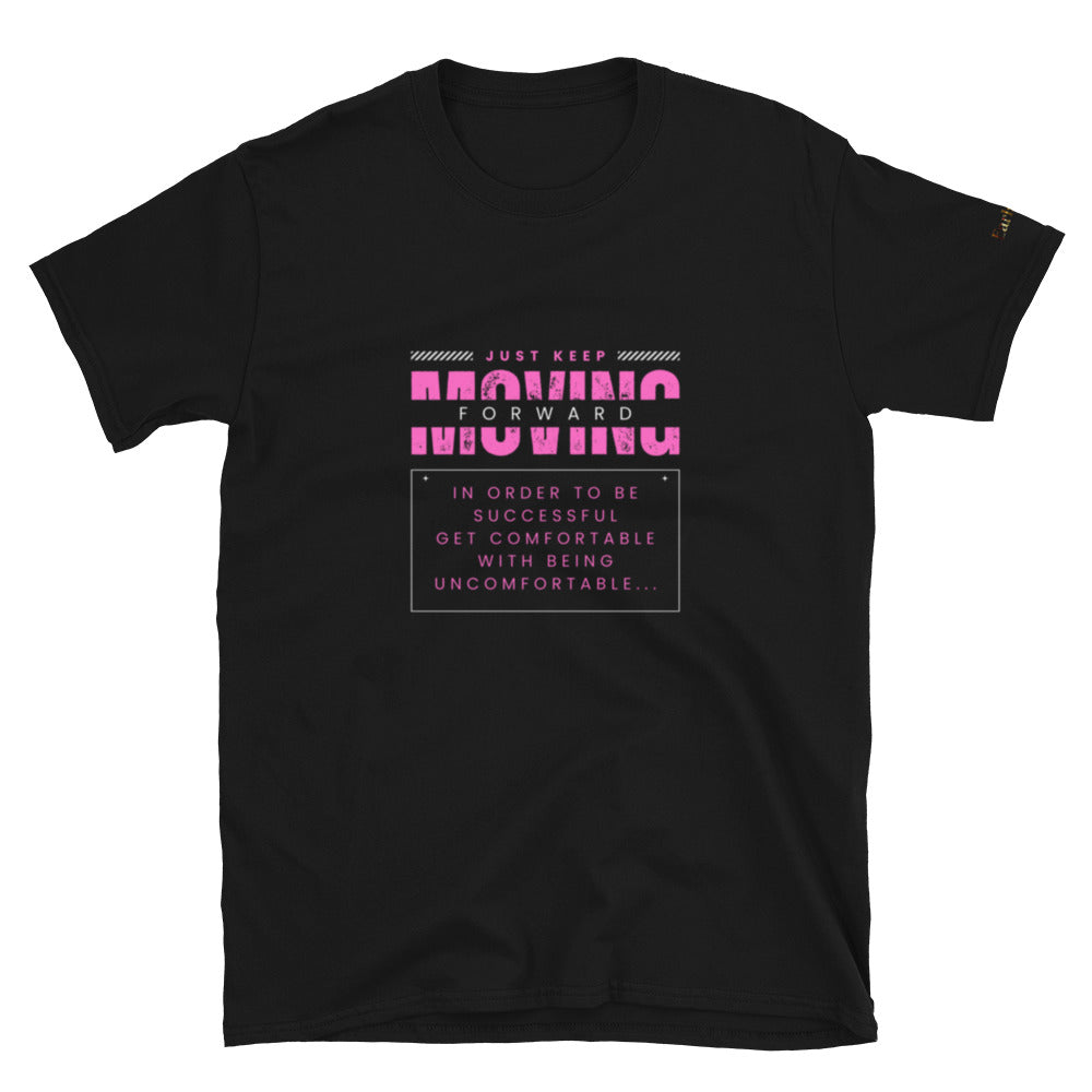 "Keep moving forward" black Short-Sleeve Tee-Shirt (pink design)