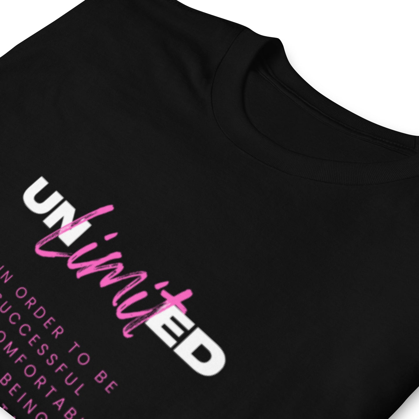 "Unlimited" Short-Sleeve black Tee-Shirt (pink design)