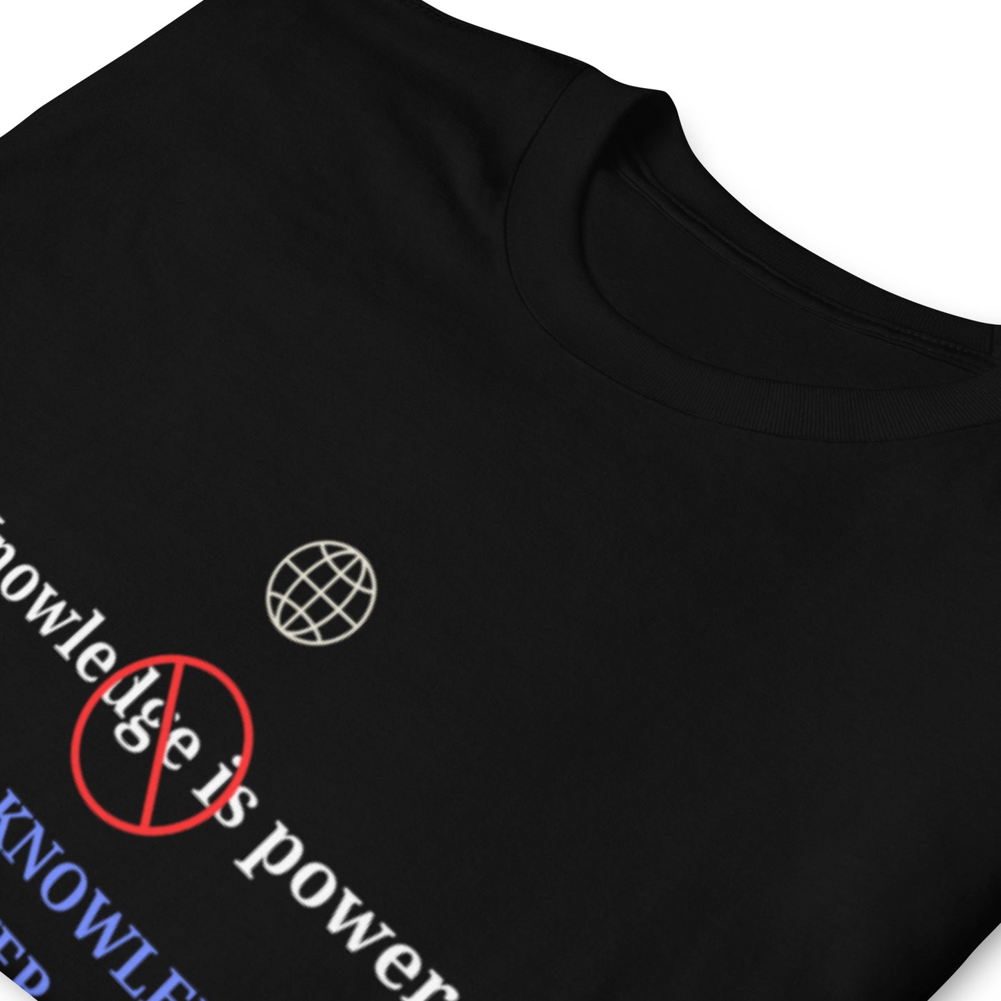 "Knowledge is power" black Short-Sleeve Tee-Shirt (blue design)