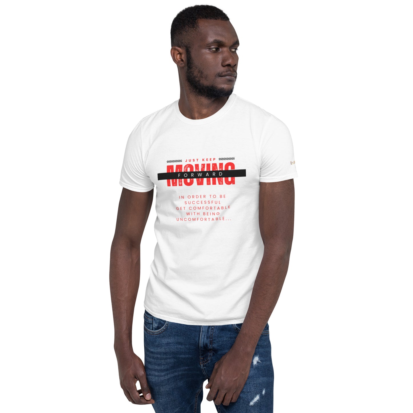 "Keep moving forward" white Short-Sleeve Tee-Shirt (red design)