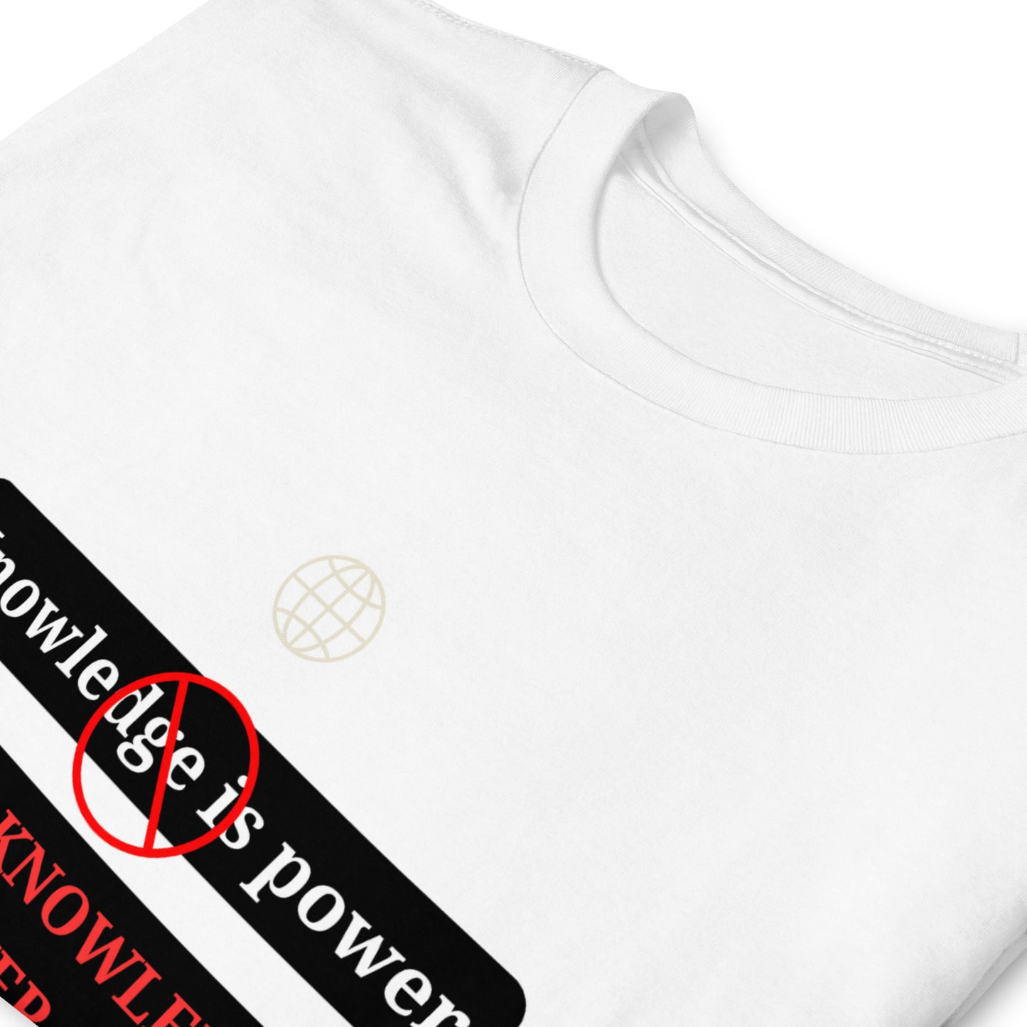 "Knowledge is power" white Short-Sleeve Tee-Shirt (red design)