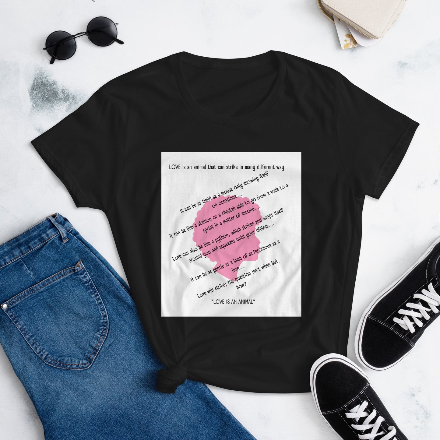 "love is an animal" extended version (Black) short sleeve tees