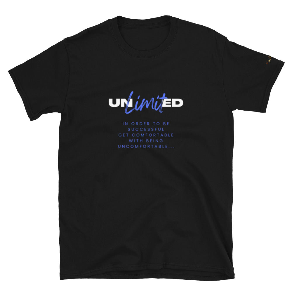 "Unlimited" black Short-Sleeve Tee-Shirt (blue design)