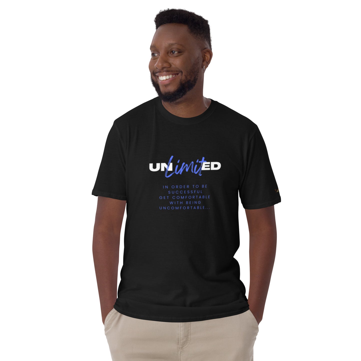 "Unlimited" black Short-Sleeve Tee-Shirt (blue design)