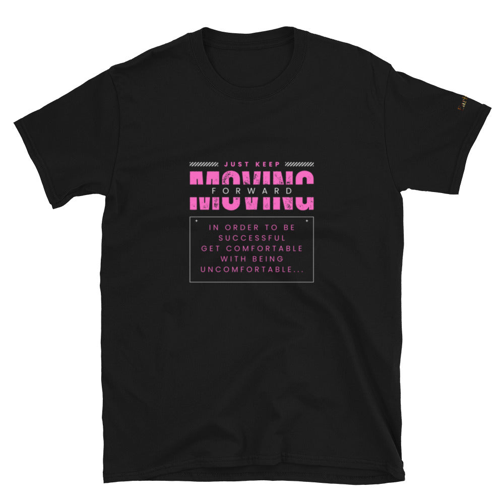 "Keep moving forward"  black Short-Sleeve  Tee-Shirt (pink design)