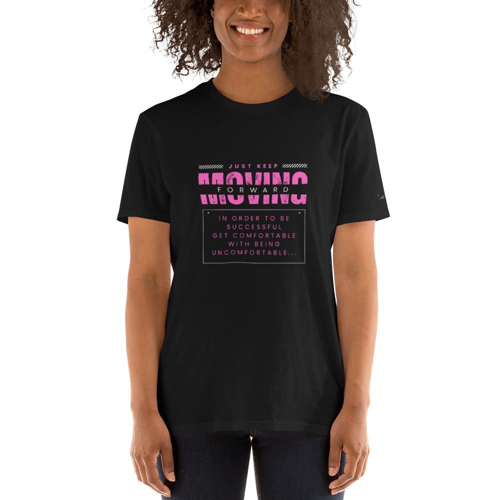 "Keep moving forward"  black Short-Sleeve  Tee-Shirt (pink design)