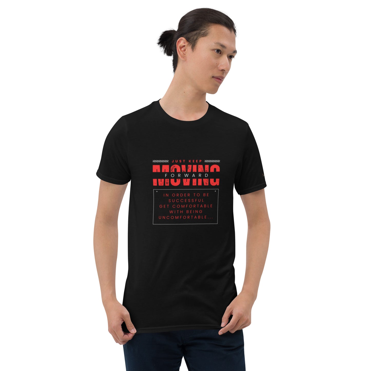 "Keep moving forward"  black Short-Sleeve  Tee-Shirt (red design)