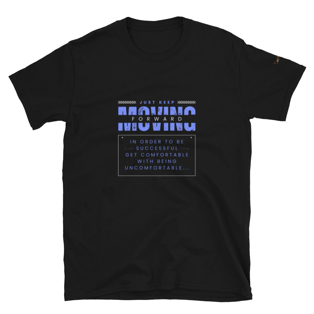 "Keep moving forward"  black Short-Sleeve  Tee-Shirt (blue design)