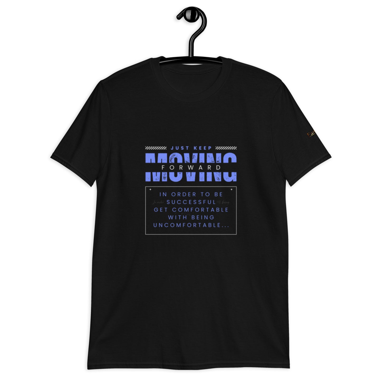 "Keep moving forward"  black Short-Sleeve  Tee-Shirt (blue design)