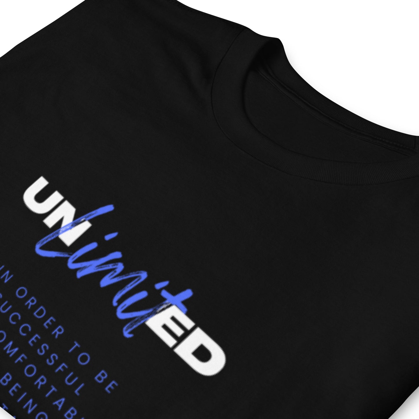 "Unlimited" black Short-Sleeve Tee-Shirt (blue design)