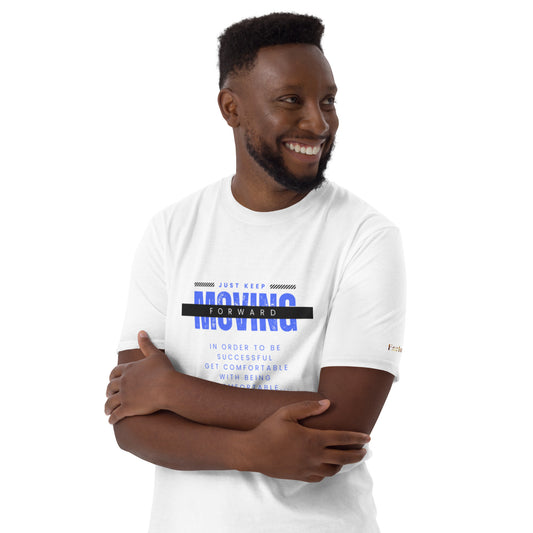 "Keep moving forward" white Short-Sleeve  Tee-Shirt (blue design)