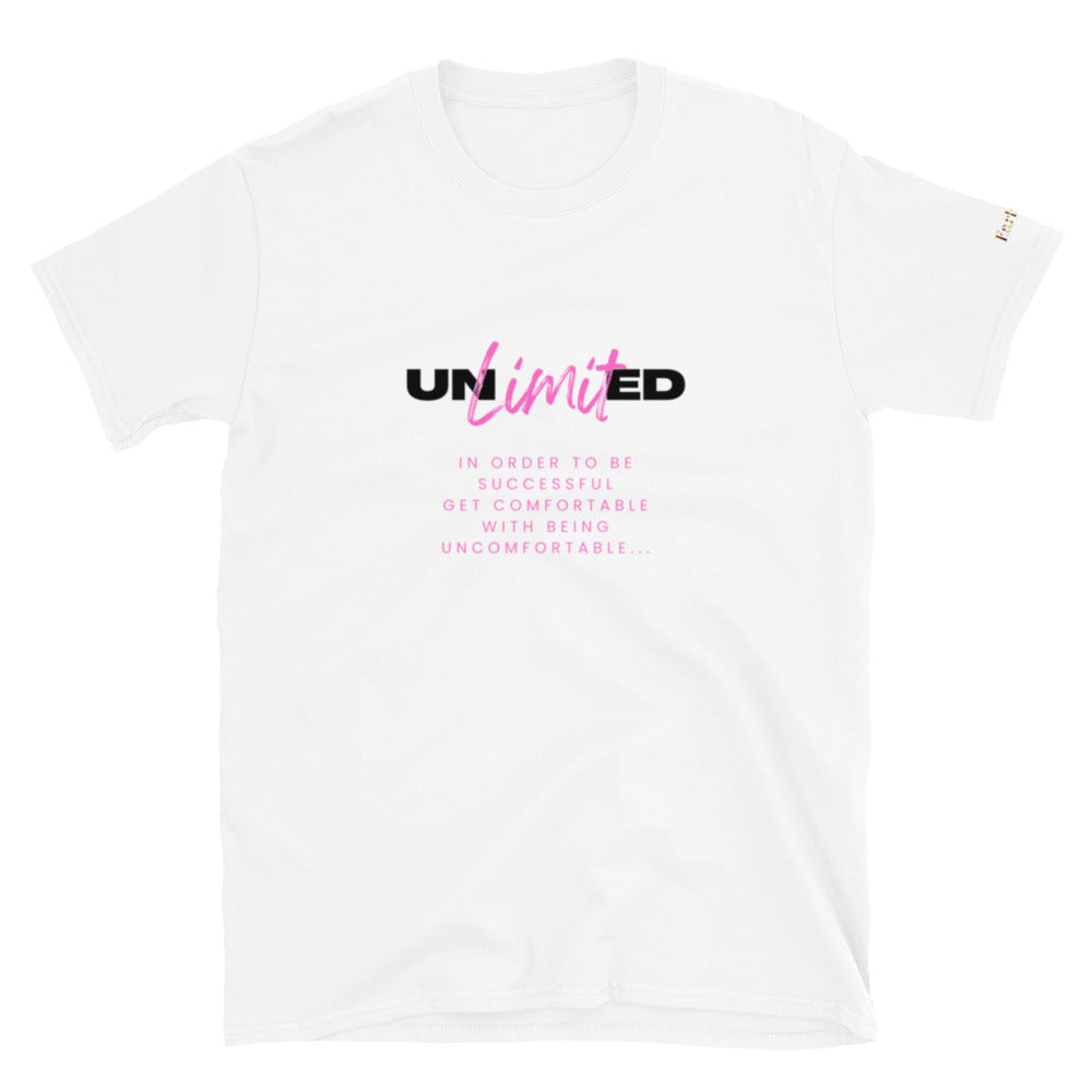 "Unlimited" Short-Sleeve Tee-Shirt (pink design)