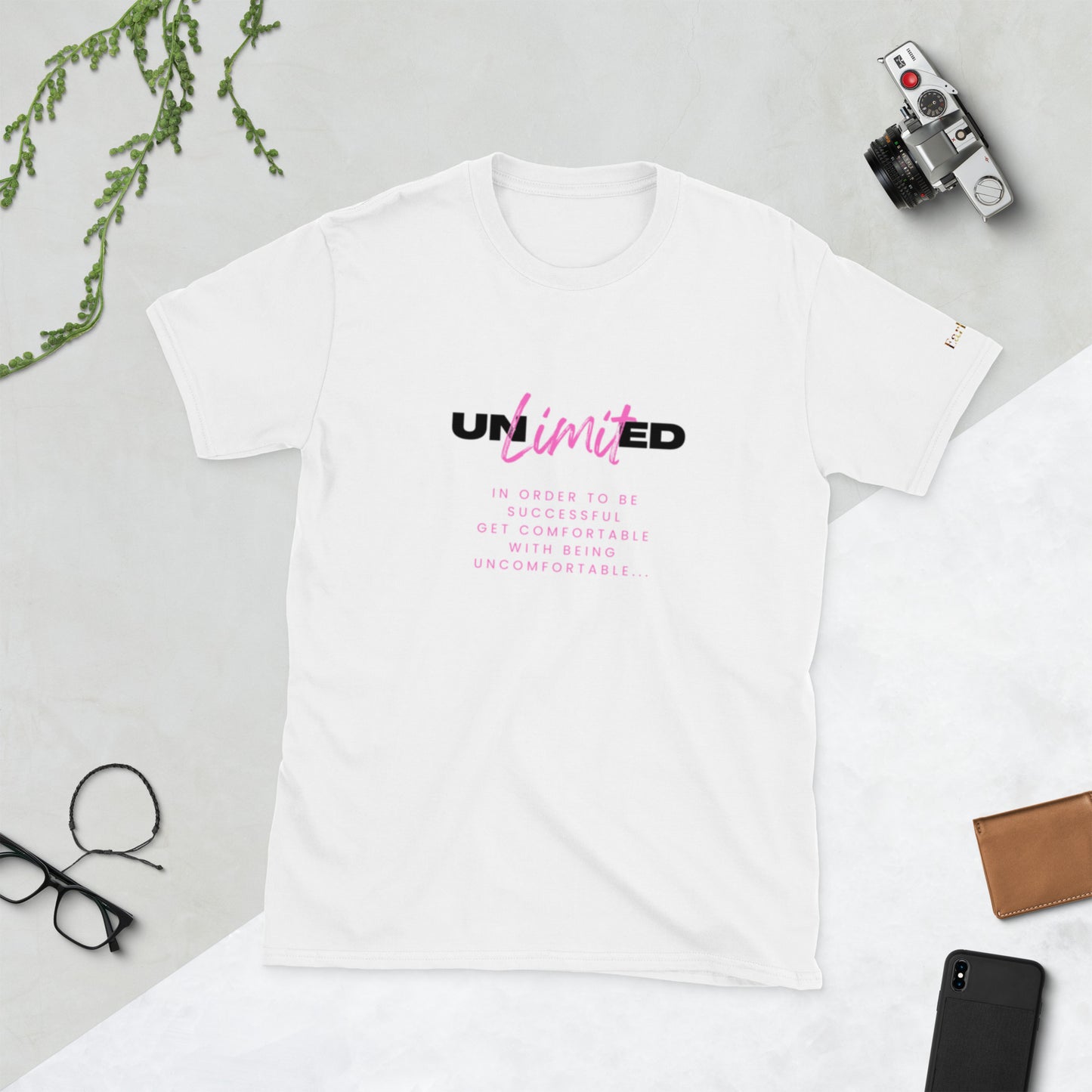 "Unlimited" Short-Sleeve Tee-Shirt (pink design)