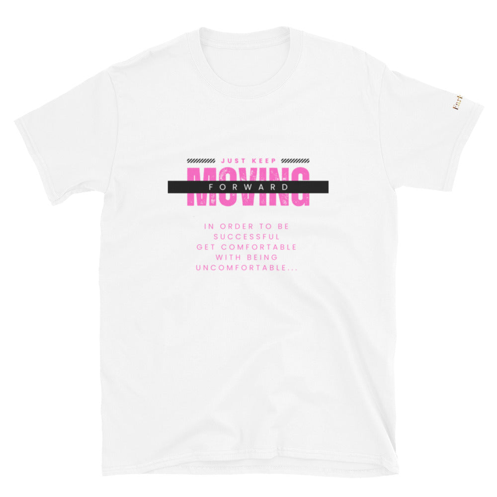 "Keep moving forward" white Short-Sleeve  Tee-Shirt (pink design)