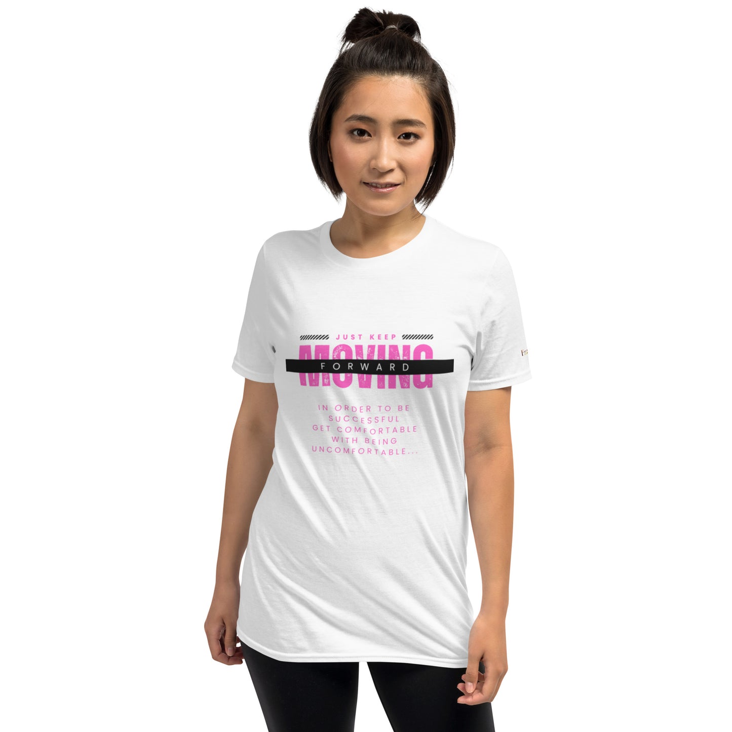 "Keep moving forward" white Short-Sleeve  Tee-Shirt (pink design)