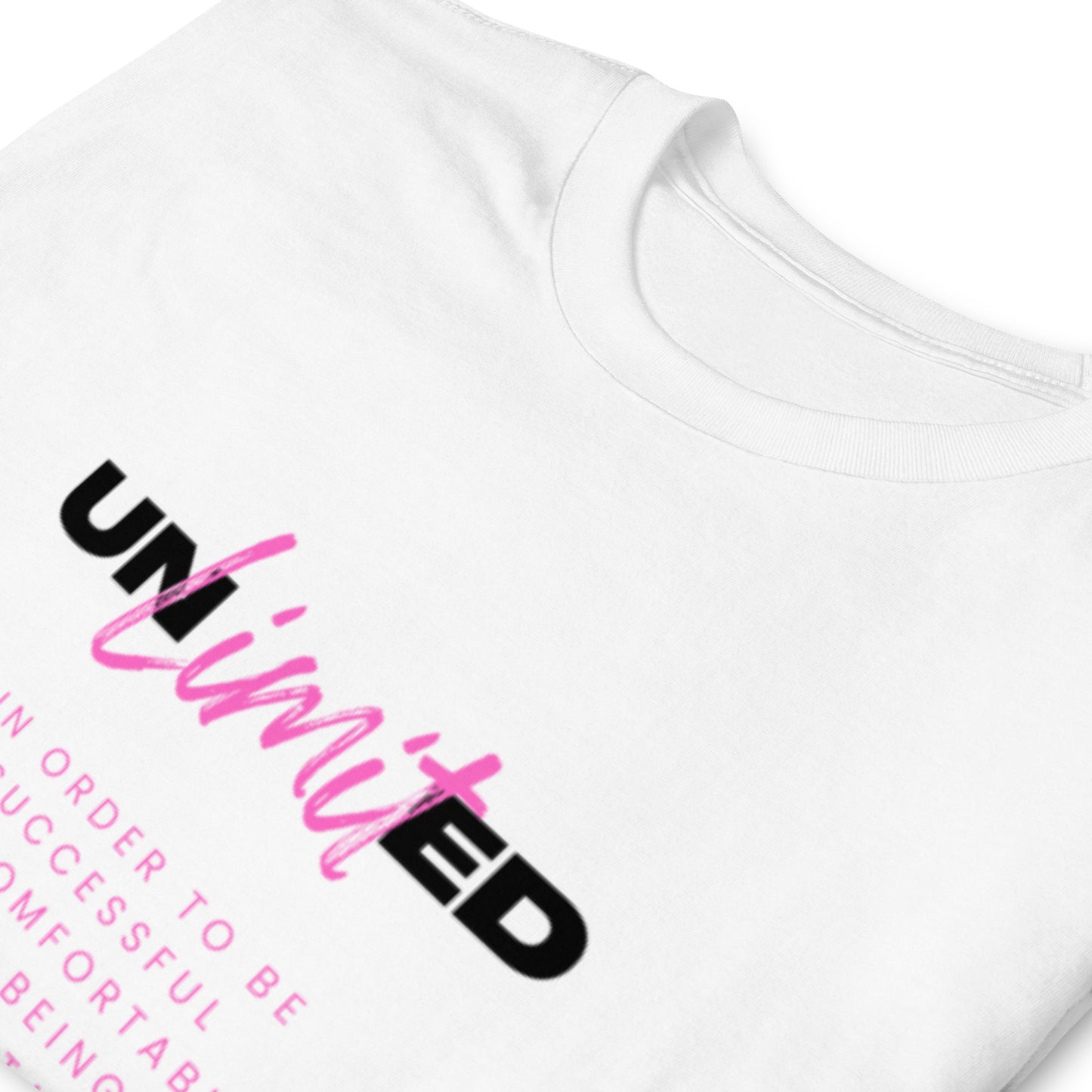 "Unlimited" Short-Sleeve Tee-Shirt (pink design)